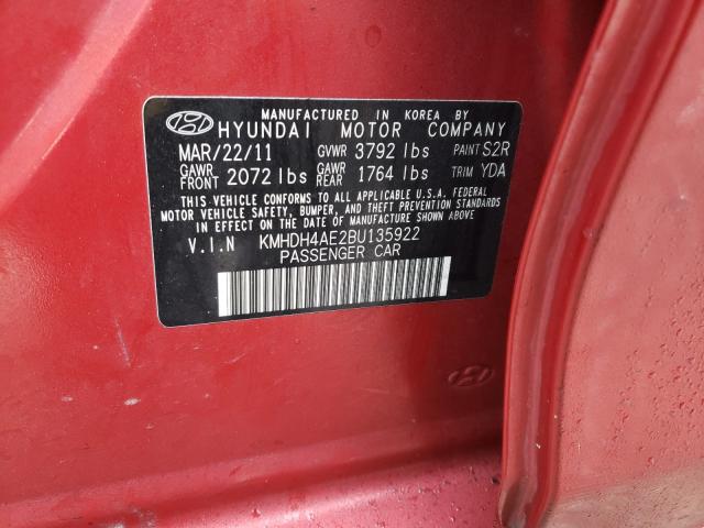 Photo 9 VIN: KMHDH4AE2BU135922 - HYUNDAI ELANTRA GL 