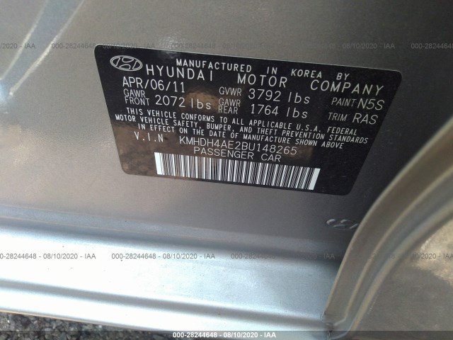 Photo 8 VIN: KMHDH4AE2BU148265 - HYUNDAI ELANTRA 