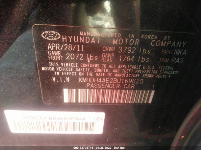 Photo 8 VIN: KMHDH4AE2BU169620 - HYUNDAI ELANTRA 