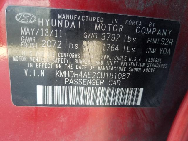 Photo 9 VIN: KMHDH4AE2CU181087 - HYUNDAI ELANTRA GL 