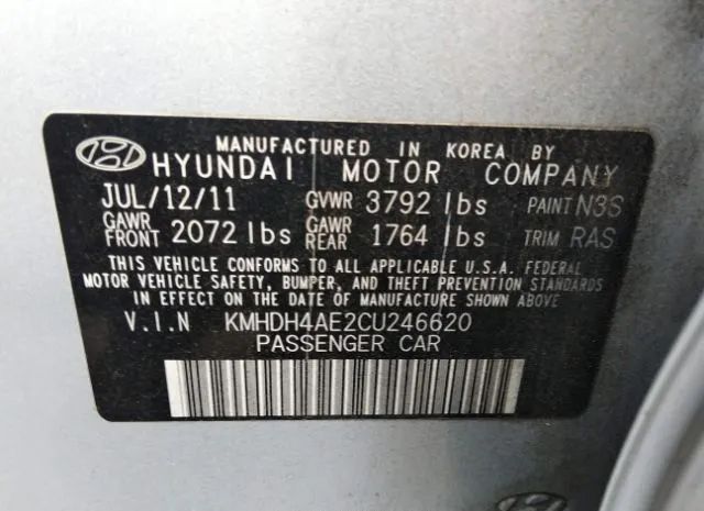 Photo 8 VIN: KMHDH4AE2CU246620 - HYUNDAI ELANTRA 