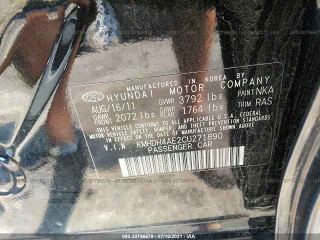 Photo 8 VIN: KMHDH4AE2CU271890 - HYUNDAI ELANTRA 