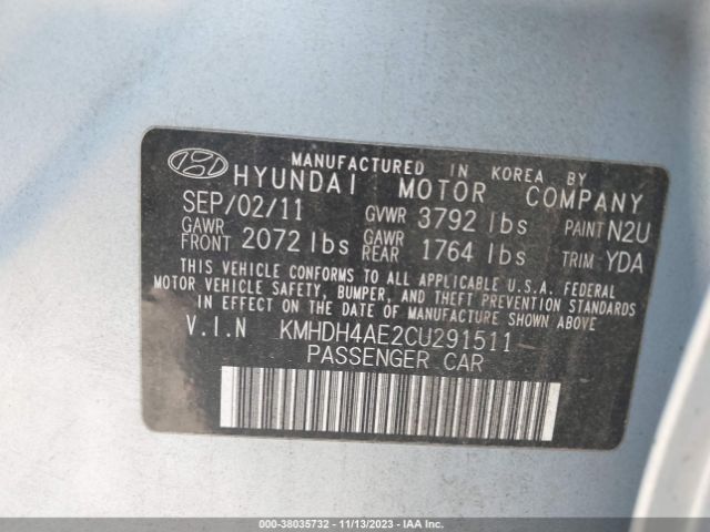 Photo 8 VIN: KMHDH4AE2CU291511 - HYUNDAI ELANTRA 