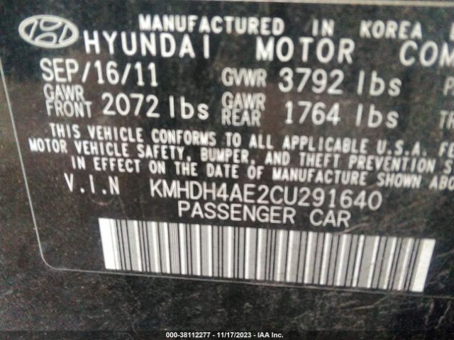 Photo 8 VIN: KMHDH4AE2CU291640 - HYUNDAI ELANTRA 