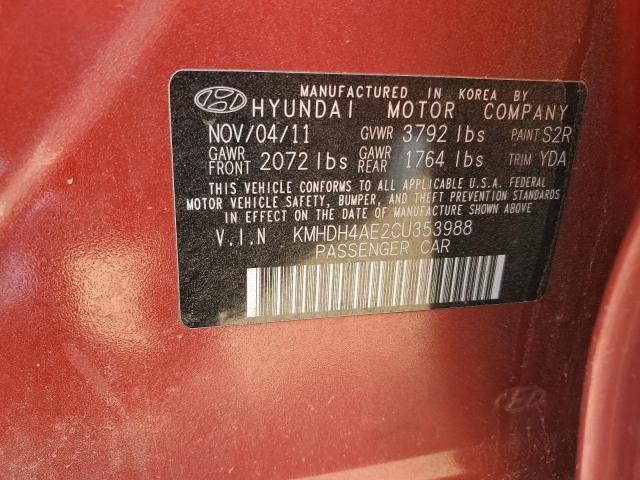 Photo 11 VIN: KMHDH4AE2CU353988 - HYUNDAI ELANTRA GL 