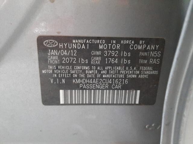 Photo 9 VIN: KMHDH4AE2CU416216 - HYUNDAI ELANTRA GL 