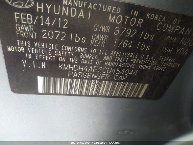 Photo 8 VIN: KMHDH4AE2CU454044 - HYUNDAI ELANTRA 