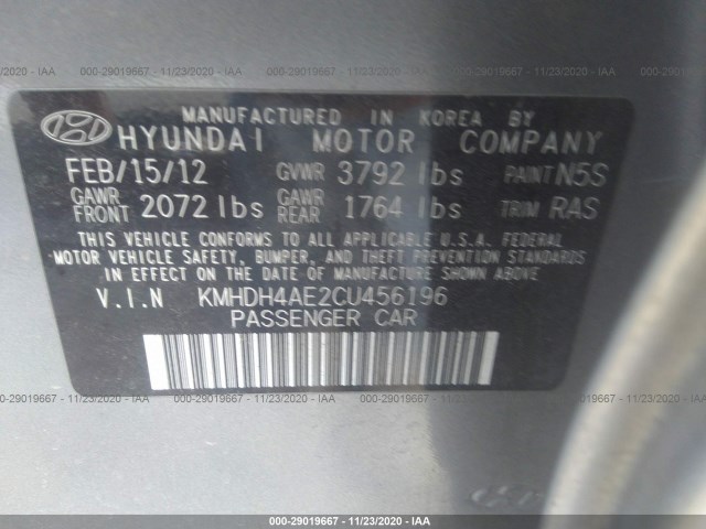 Photo 8 VIN: KMHDH4AE2CU456196 - HYUNDAI ELANTRA 