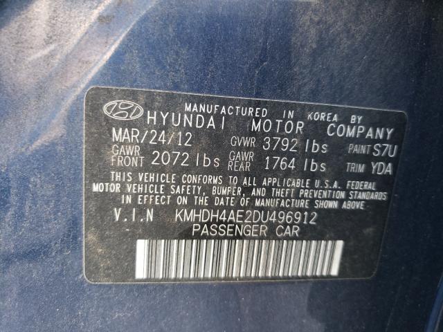 Photo 9 VIN: KMHDH4AE2DU496912 - HYUNDAI ELANTRA GL 