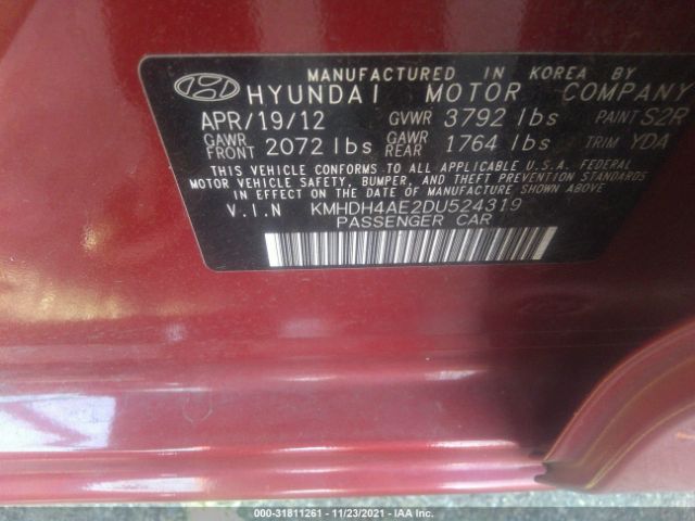 Photo 8 VIN: KMHDH4AE2DU524319 - HYUNDAI ELANTRA 