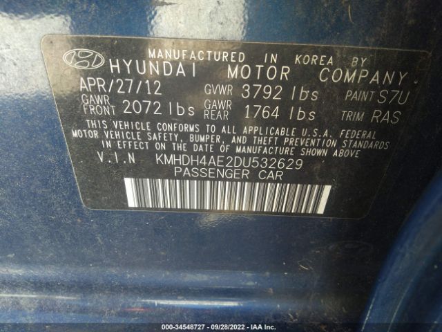 Photo 8 VIN: KMHDH4AE2DU532629 - HYUNDAI ELANTRA 