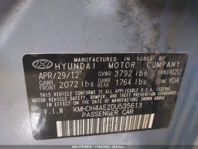 Photo 8 VIN: KMHDH4AE2DU535613 - HYUNDAI ELANTRA 