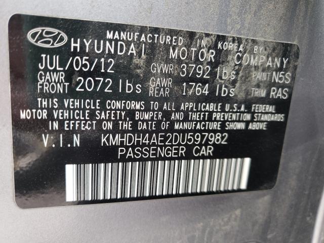 Photo 9 VIN: KMHDH4AE2DU597982 - HYUNDAI ELANTRA GL 