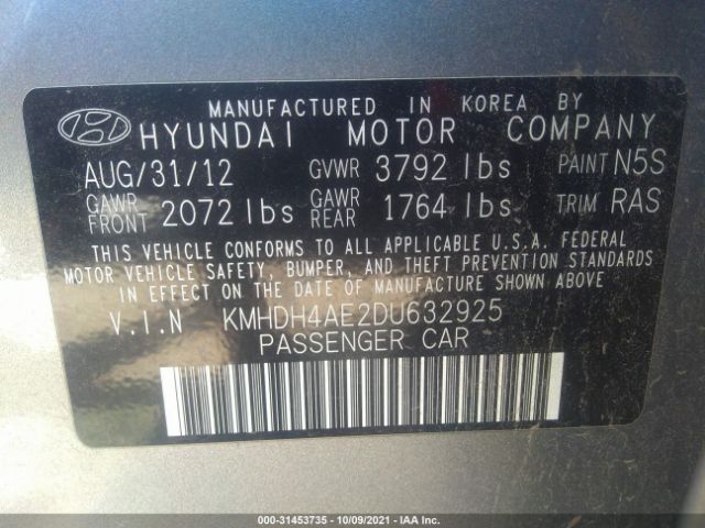 Photo 8 VIN: KMHDH4AE2DU632925 - HYUNDAI ELANTRA 