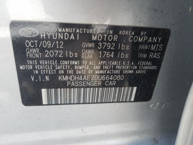 Photo 9 VIN: KMHDH4AE2DU664080 - HYUNDAI ELANTRA GL 