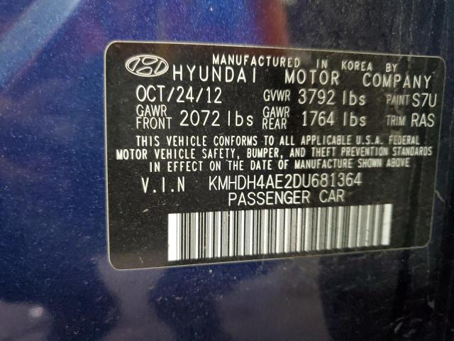 Photo 11 VIN: KMHDH4AE2DU681364 - HYUNDAI ELANTRA GL 