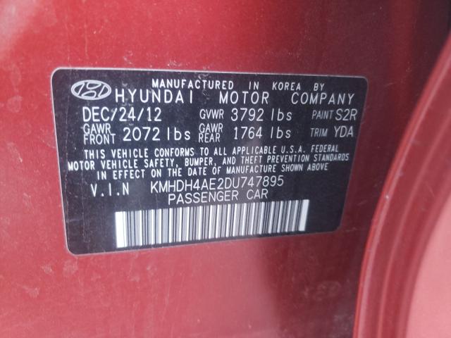 Photo 9 VIN: KMHDH4AE2DU747895 - HYUNDAI ELANTRA GL 