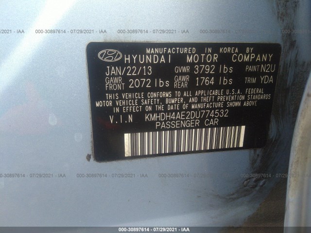 Photo 8 VIN: KMHDH4AE2DU774532 - HYUNDAI ELANTRA 