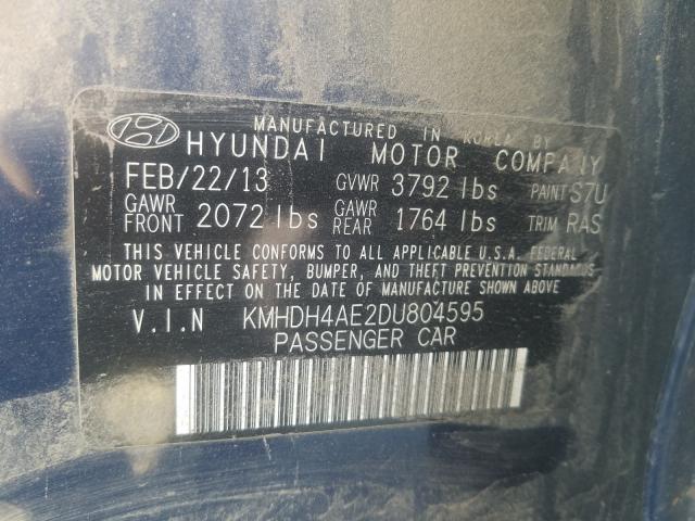 Photo 9 VIN: KMHDH4AE2DU804595 - HYUNDAI ELANTRA GL 