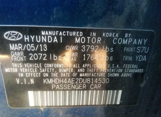 Photo 8 VIN: KMHDH4AE2DU814530 - HYUNDAI ELANTRA 