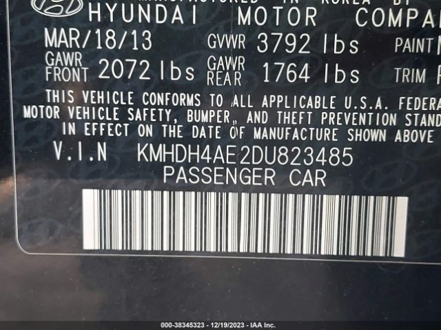 Photo 8 VIN: KMHDH4AE2DU823485 - HYUNDAI ELANTRA 