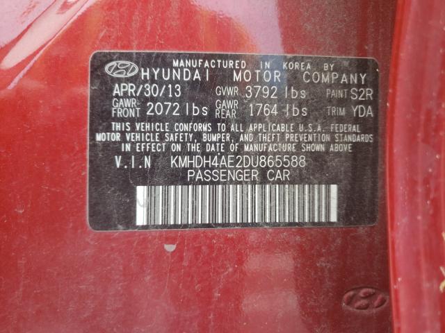 Photo 9 VIN: KMHDH4AE2DU865588 - HYUNDAI ELANTRA GL 