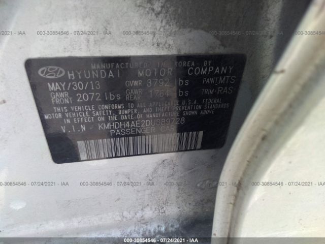 Photo 8 VIN: KMHDH4AE2DU889728 - HYUNDAI ELANTRA 