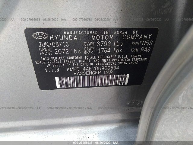 Photo 8 VIN: KMHDH4AE2DU900534 - HYUNDAI ELANTRA 