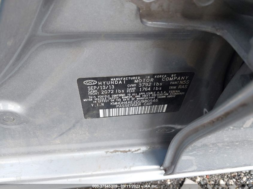 Photo 8 VIN: KMHDH4AE2DU980546 - HYUNDAI ELANTRA 