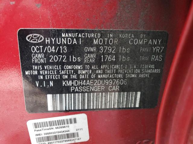 Photo 11 VIN: KMHDH4AE2DU997606 - HYUNDAI ELANTRA 