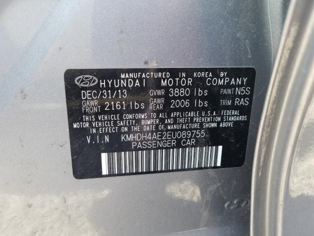 Photo 9 VIN: KMHDH4AE2EU089755 - HYUNDAI ELANTRA 