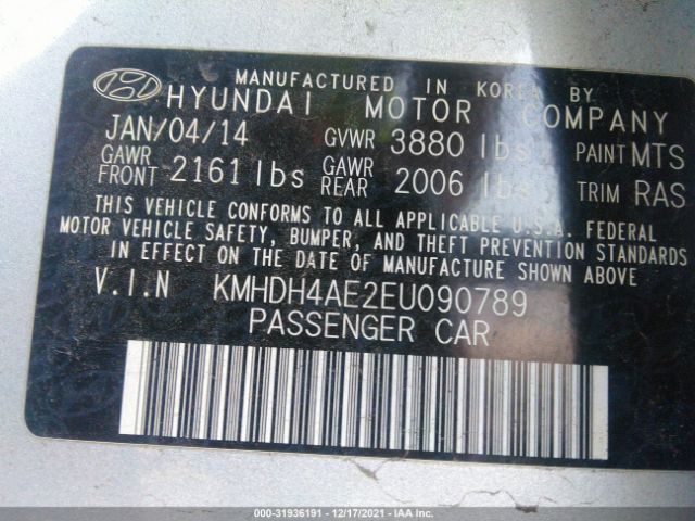 Photo 8 VIN: KMHDH4AE2EU090789 - HYUNDAI ELANTRA 