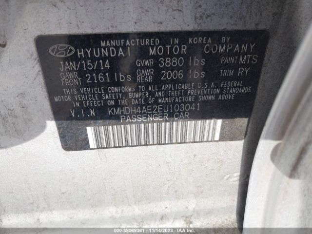 Photo 8 VIN: KMHDH4AE2EU103041 - HYUNDAI ELANTRA 