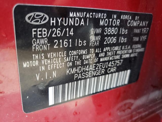 Photo 9 VIN: KMHDH4AE2EU145757 - HYUNDAI ELANTRA SE 