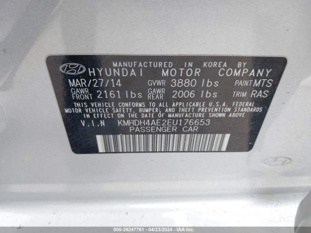 Photo 8 VIN: KMHDH4AE2EU176653 - HYUNDAI ELANTRA 