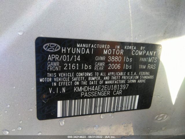 Photo 8 VIN: KMHDH4AE2EU181397 - HYUNDAI ELANTRA 