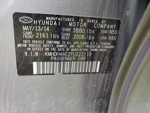 Photo 12 VIN: KMHDH4AE2FU222113 - HYUNDAI ELANTRA SE 