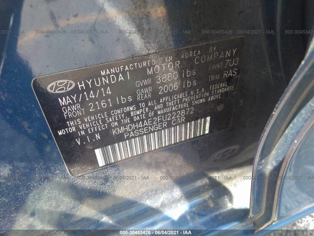 Photo 8 VIN: KMHDH4AE2FU222872 - HYUNDAI ELANTRA 