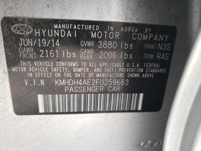 Photo 11 VIN: KMHDH4AE2FU259663 - HYUNDAI ELANTRA SE 