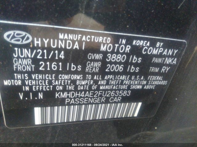 Photo 8 VIN: KMHDH4AE2FU263583 - HYUNDAI ELANTRA 