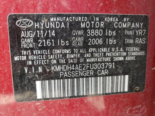 Photo 9 VIN: KMHDH4AE2FU303791 - HYUNDAI ELANTRA SE 