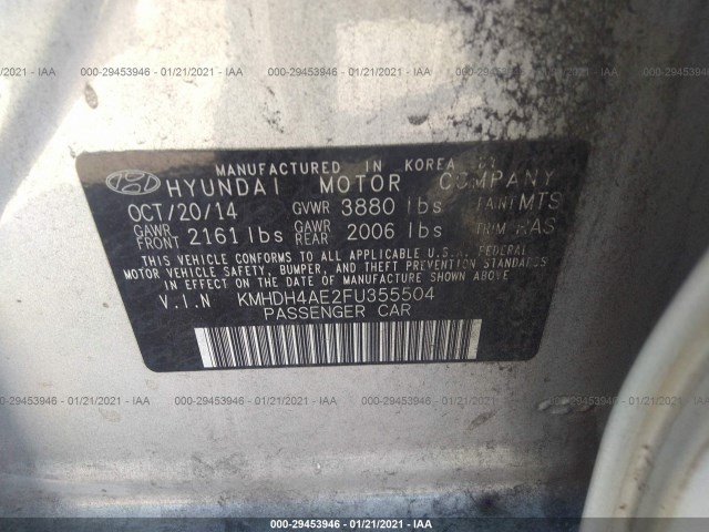 Photo 8 VIN: KMHDH4AE2FU355504 - HYUNDAI ELANTRA 