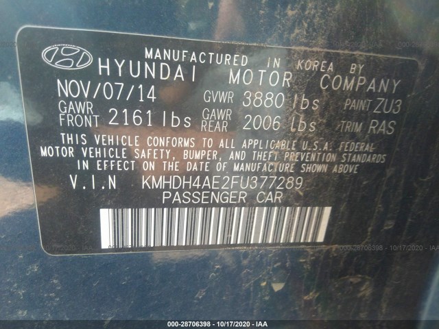 Photo 8 VIN: KMHDH4AE2FU377289 - HYUNDAI ELANTRA 