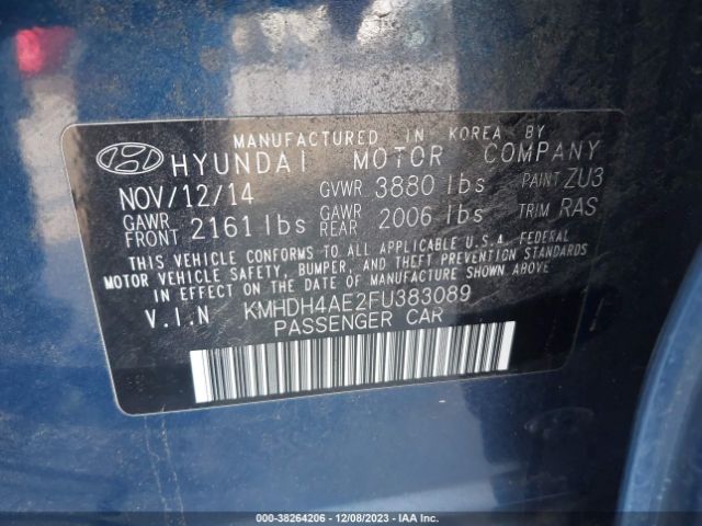 Photo 8 VIN: KMHDH4AE2FU383089 - HYUNDAI ELANTRA 