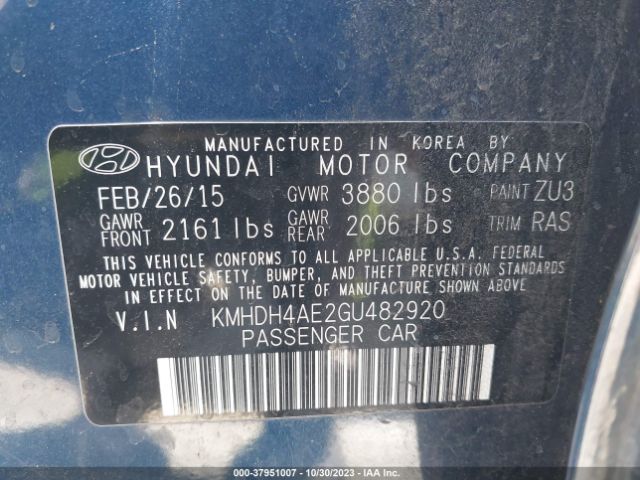 Photo 8 VIN: KMHDH4AE2GU482920 - HYUNDAI ELANTRA 