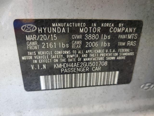 Photo 12 VIN: KMHDH4AE2GU501708 - HYUNDAI ELANTRA SE 