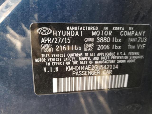 Photo 11 VIN: KMHDH4AE2GU542114 - HYUNDAI ELANTRA SE 