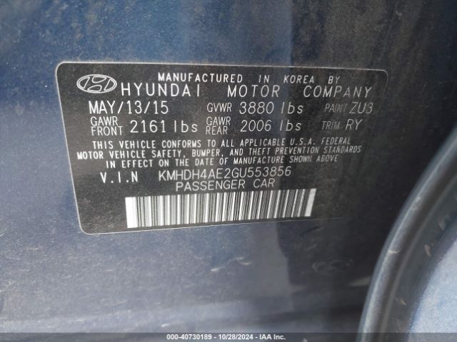 Photo 8 VIN: KMHDH4AE2GU553856 - HYUNDAI ELANTRA 