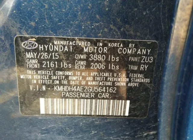 Photo 8 VIN: KMHDH4AE2GU564162 - HYUNDAI ELANTRA 