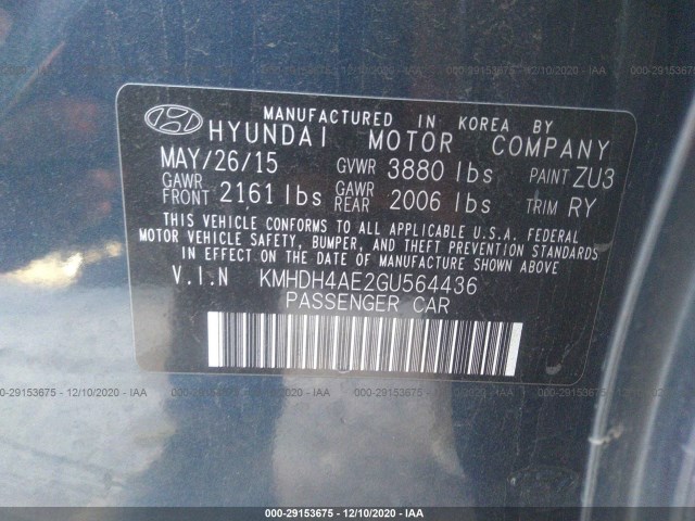 Photo 8 VIN: KMHDH4AE2GU564436 - HYUNDAI ELANTRA 